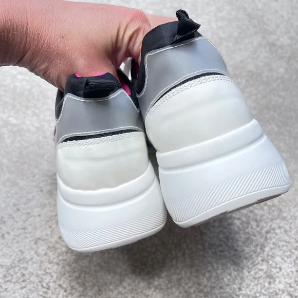 NEW Nero Giardini Platform Sneakers Pink Silver Glitter White Black 37 7 - Picture 5 of 7